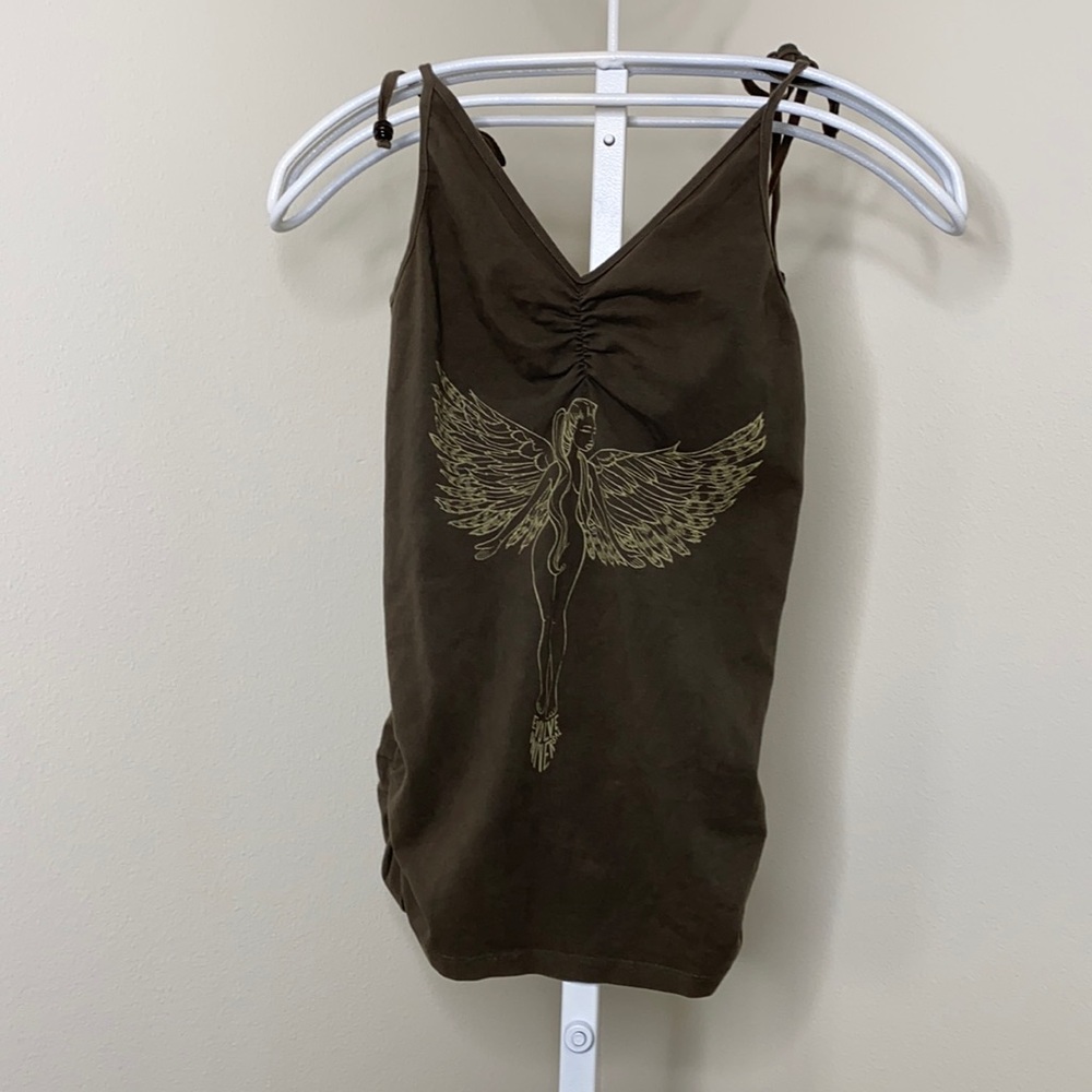 Women Green Angle Spaghetti Strap top